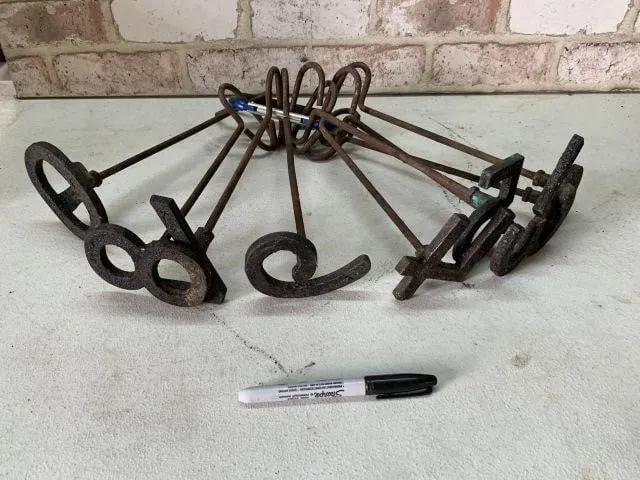 9 PCS: NUMERICAL BRANDING IRONS; #0-8