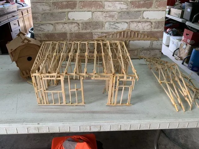 ASSORTMENT OF WOODEN STRUCTURES; BIRD HOUSE
