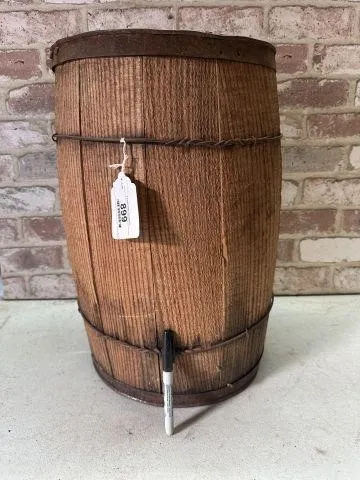 VINTAGE WOODEN NAIL OR HARDWARE KEG; WOOD