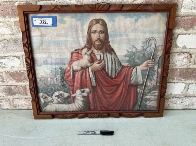 VINTAGE FRAMED PRINT OF JESUS AS THE GOOD