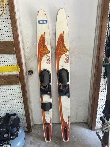 PAIR OF VINTAGE WOODEN WATER SKI'S LABELED AS