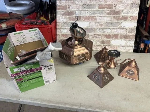 VINTAGE STYLE- CEILING FAN / LIGHT FIXTURE- COPPER