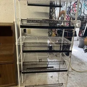 WHITE METRO-STYLE SHELVING PLUS BLACK RACKS ON