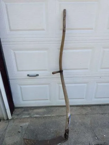 ANTIQUE WOOD & METAL SCYTHE