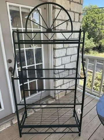 VINTAGE, 4-TIER BLACK METAL BAKERS RACK,