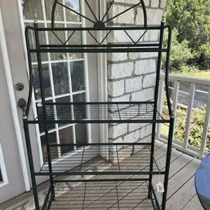VINTAGE, 4-TIER BLACK METAL BAKERS RACK,