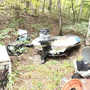 SALVAGE PILE - BOAT, MOWER, YARD TRAILER ETC