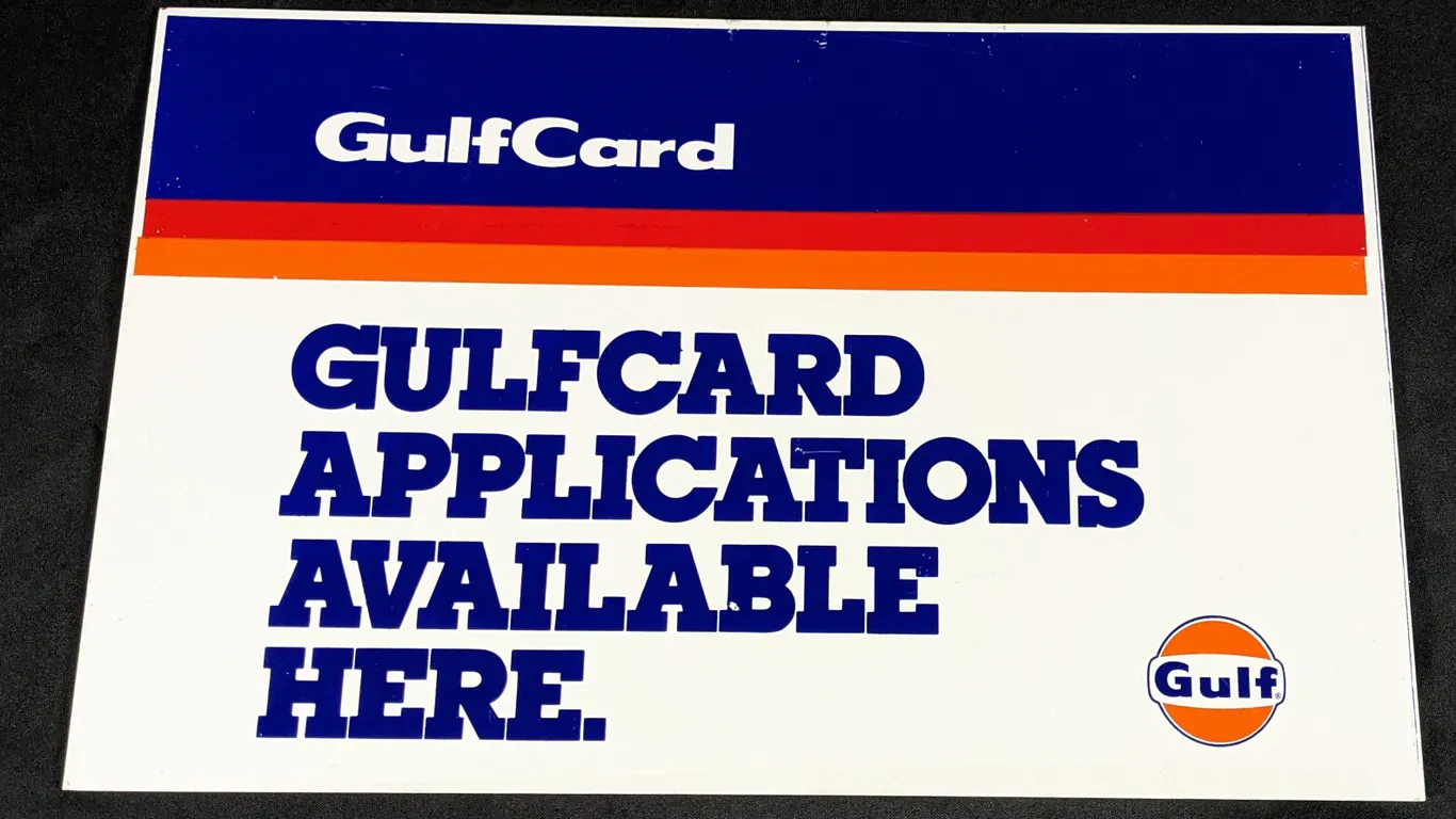 GULF GULFCARD GAS STATION SIGN 2 SIDED ALUMINUM