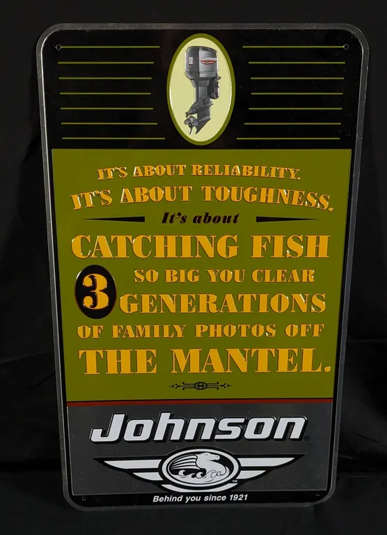 2000'S EMBOSSED ALUMINUM SIGN JOHNSON OUTBOARD MOTORS