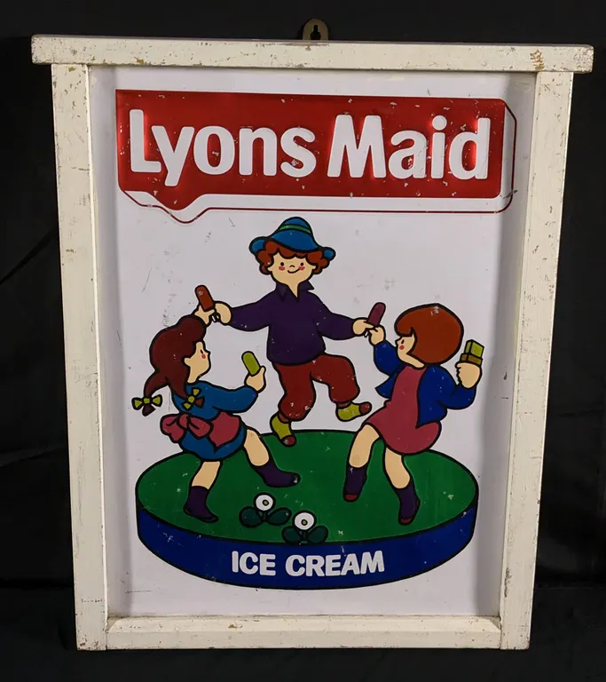 EMBOSSED ALUMINUM SIGN LYONS MAID ICE CREAM
