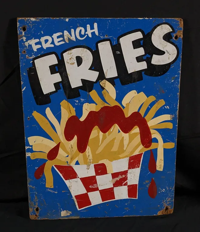 VINTAGE PLYWOOD FRENCH FRIES SIGN
