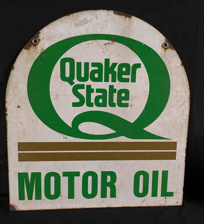 TIN SIGN QUAKER STATE MOTOR OIL (2 SIDED)