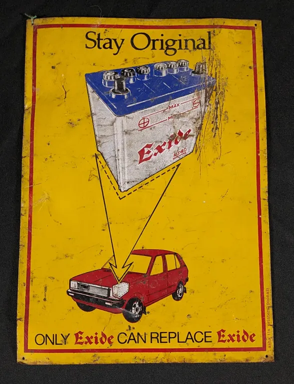 TIN SIGN EXIDE BATTERY BATTERIES