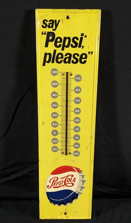 TIN THERMOMETER SIGN SAY PEPSI PLEASE
