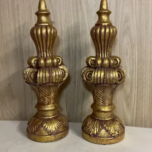 Pair of Ornate Gold-Tone Decorative Finials / Obelisks
