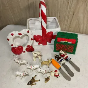 Vintage Christmas Décor, Reindeer Figurines & Holiday Serving Pieces