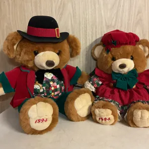 1994 Christmas Holiday Teddy Bear Couple – 2 Pieces