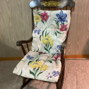 Vintage Wooden Rocking Chair with Floral Cushion