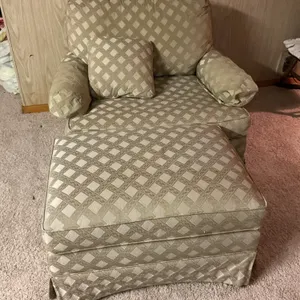 Upholstered Armchair with Matching Ottoman