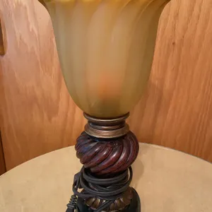 Pair of Tuscan-Style Amber Torchiere Table Lamps
