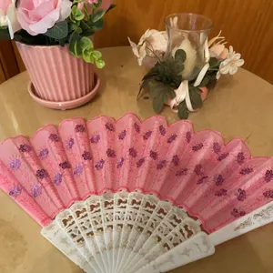 Pink Floral Décor, Decorative Hand Fan & Candle Holder