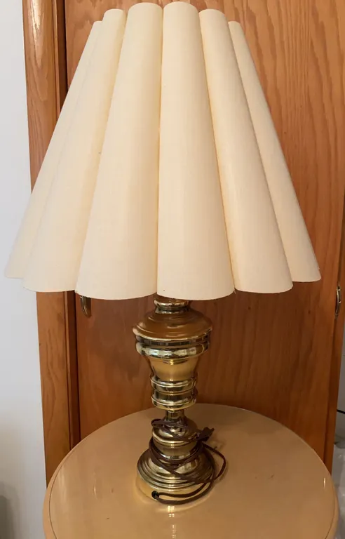 Brass Table Lamp with Pleated Shade