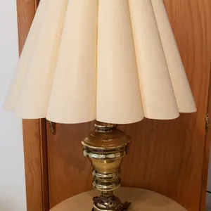 Brass Table Lamp with Pleated Shade