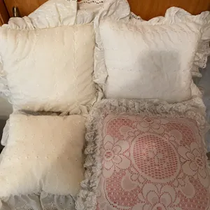 White Eyelet & Lace Decorative Throw Pillows