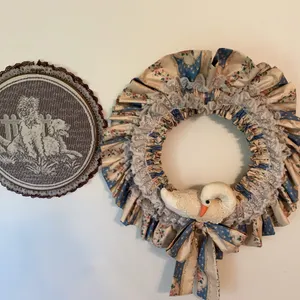 Vintage Lace Wall Hanging & Fabric Swan Wreath