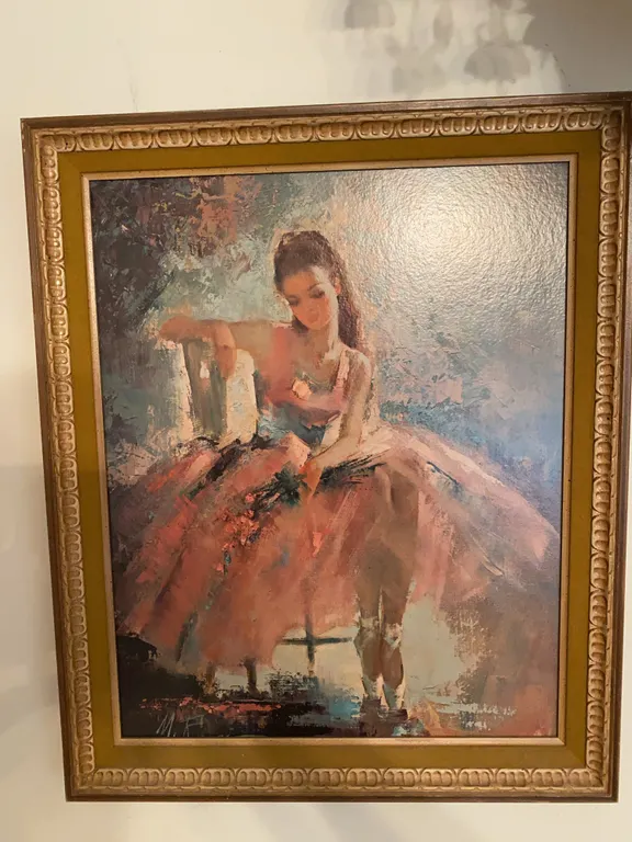 Framed Impressionist Ballerina Artwork