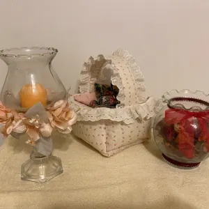 Decorative Candle Holders & Fabric Basket