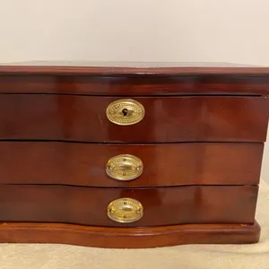 Wooden Jewelry Box with Mirror & Drawers