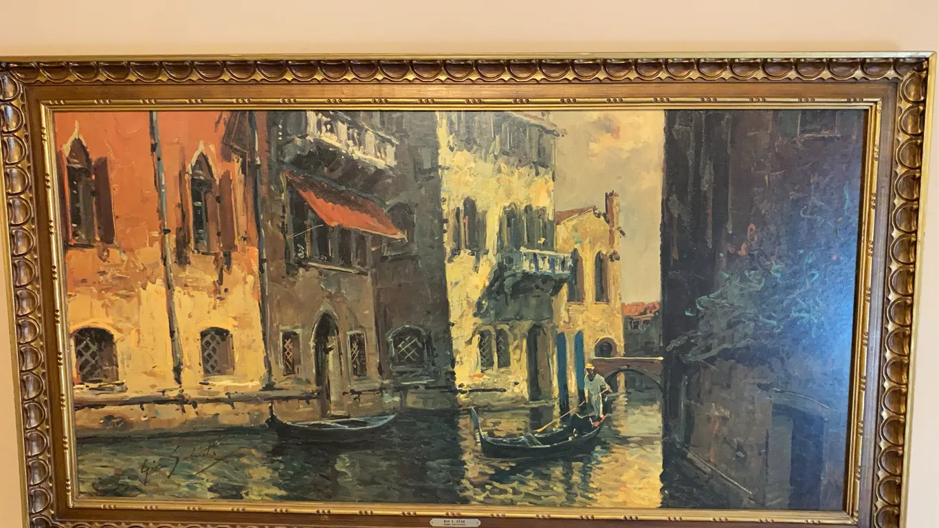 Gino Salviati Venetian Canal Scene – Framed Oil Painting