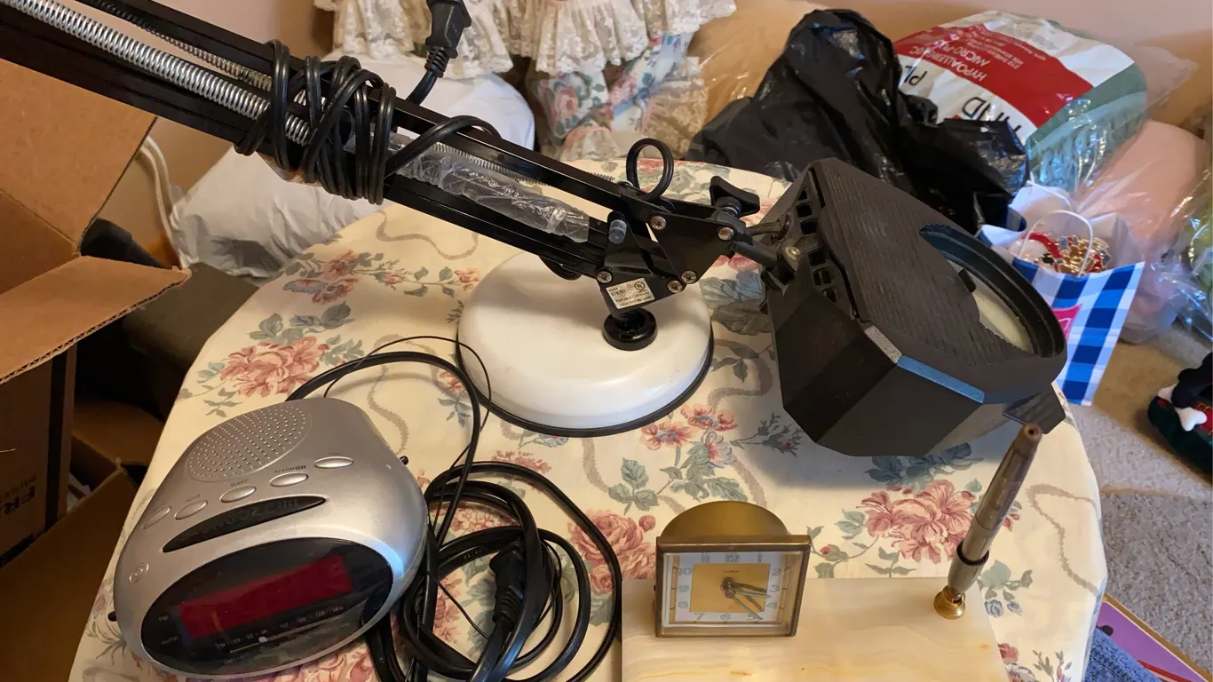 Vintage Clocks & Magnifying Desk Lamp
