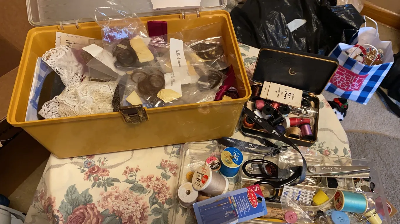 Vintage Sewing & Mending Supplies with Storage Case