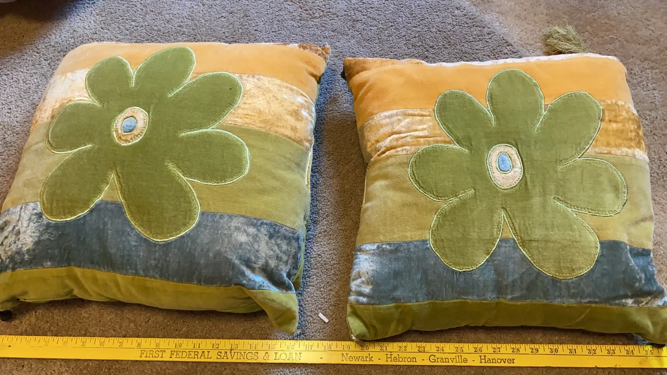 Pair of Borgata Velvet Floral Accent Pillows