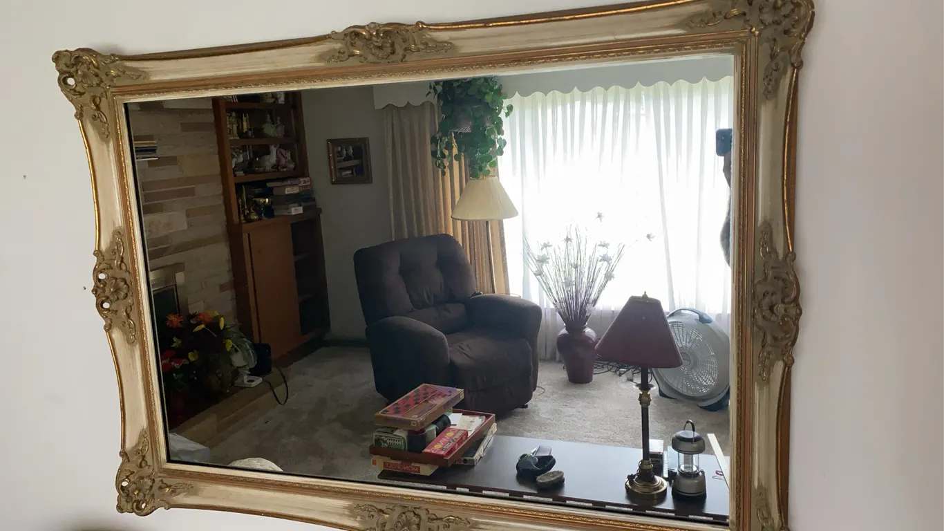 Vintage Ornate Gold & Cream Framed Wall Mirror