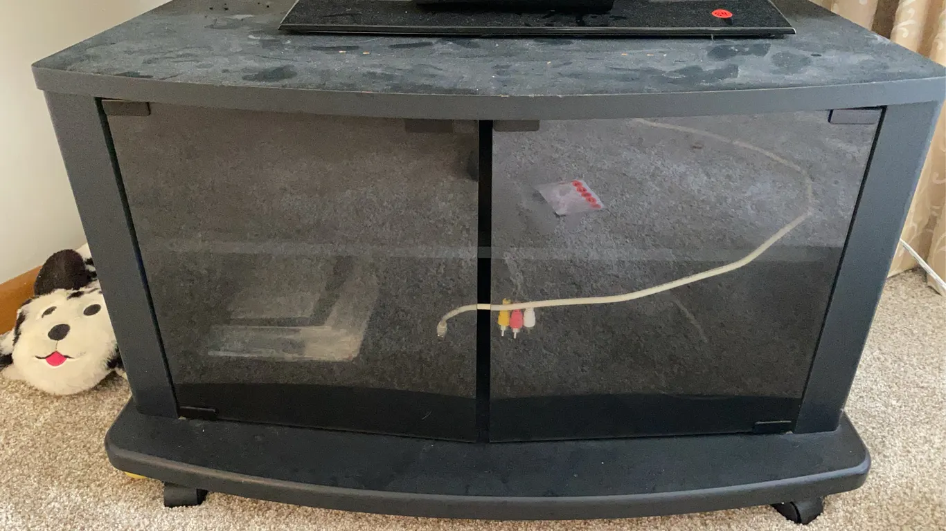 Black Glass-Door TV / Entertainment Stand