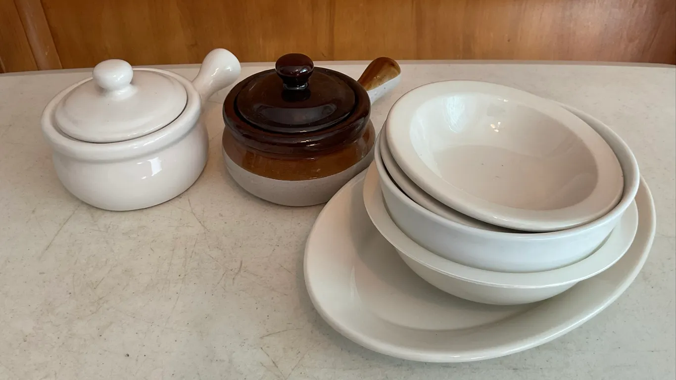 Vintage Soup Crocks & Assorted White Kitchenware