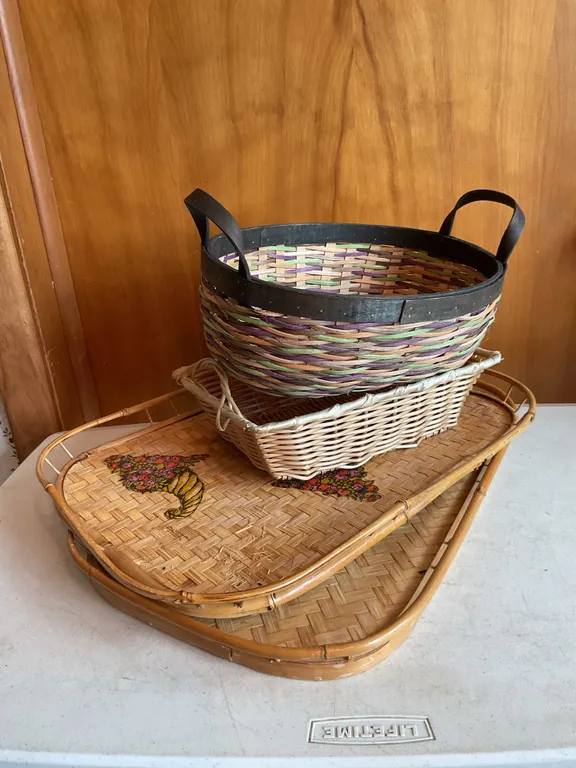 Assorted Woven Bamboo, Wicker & Decorative Baskets – 4 Pieces