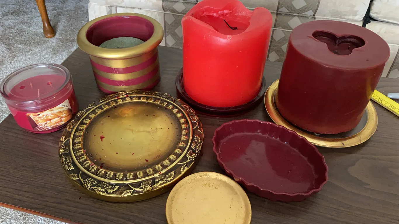 Assorted Candles, Candle Holders & Decorative Trays
