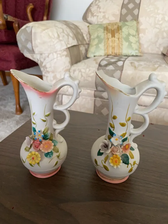 Vintage Interpur Floral Ewer Bud Vases – 2 Pieces