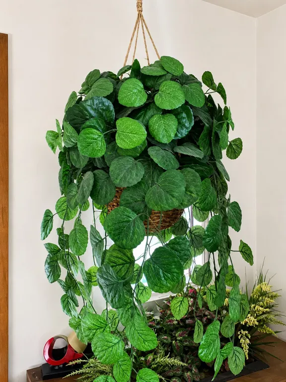 Large Artificial Hanging Greenery Plant in Woven Basket