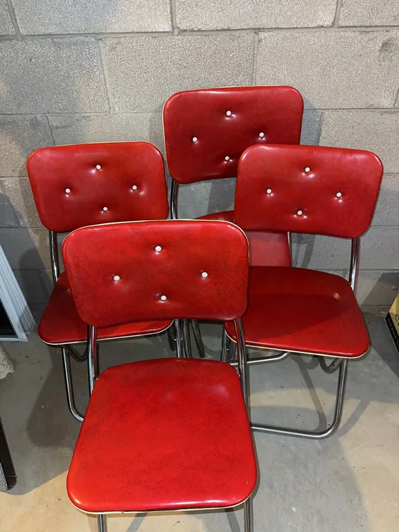 Unbelievable! Mid-century atomic age red and chrome folding chairs