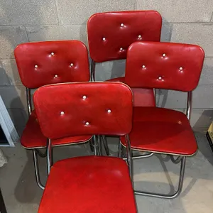 Unbelievable! Mid-century atomic age red and chrome folding chairs