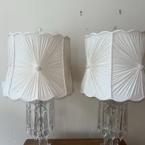 Very unusual, large prism crystal lamp pair-very dramatic!