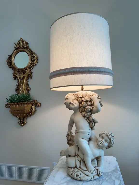 LARGE cherub statement lamp