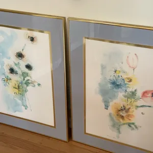 Complimentary framed floral watercolors - set of 2