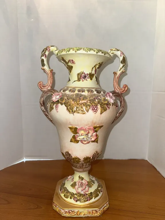 Rare ARDALT large hand painted double handled vase