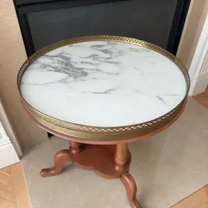 Round accent table with marble top